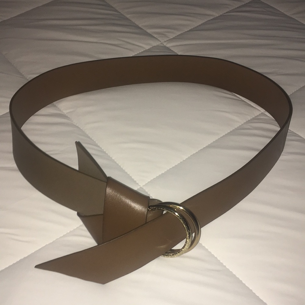 Banana Republic Green/Brown Leather Belt with Gold Buckle